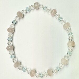 Rose Quartz and Swarovski Crystal Beaded Bracelet - ML
